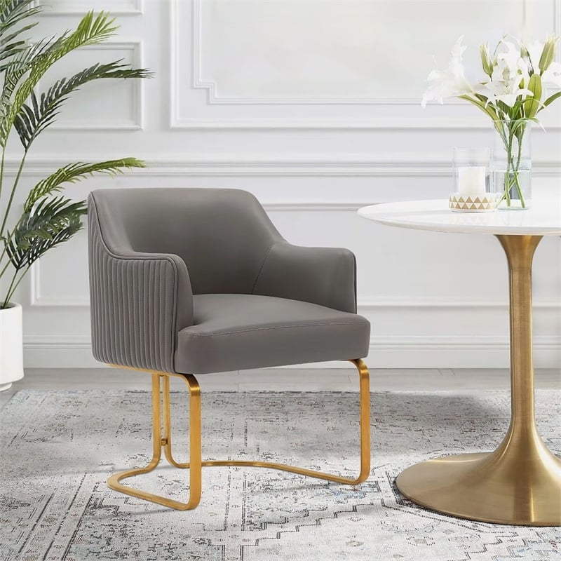 Manhattan Comfort Raya Dining Armchair with Solid Wood Frame in Taupe