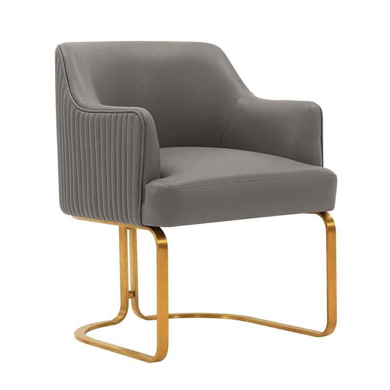Manhattan Comfort Raya Dining Armchair with Solid Wood Frame in Taupe