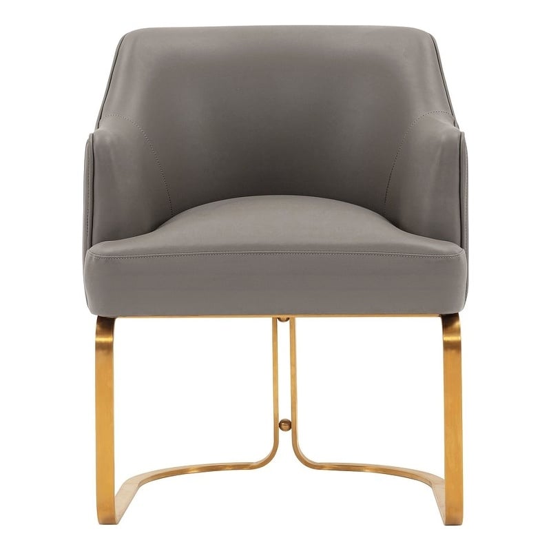 Manhattan Comfort Raya Dining Armchair with Solid Wood Frame in Taupe