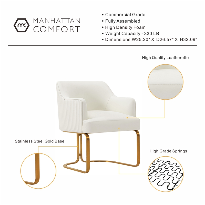 Manhattan Comfort Raya Dining Armchair with Solid Wood Frame in Cream