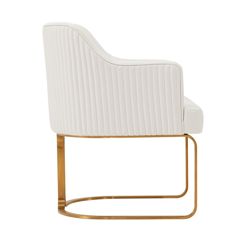 Manhattan Comfort Raya Dining Armchair with Solid Wood Frame in Cream