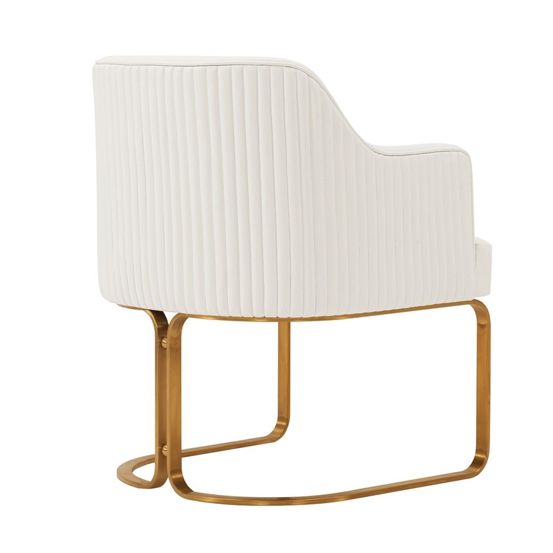 Manhattan Comfort Raya Dining Armchair with Solid Wood Frame in Cream