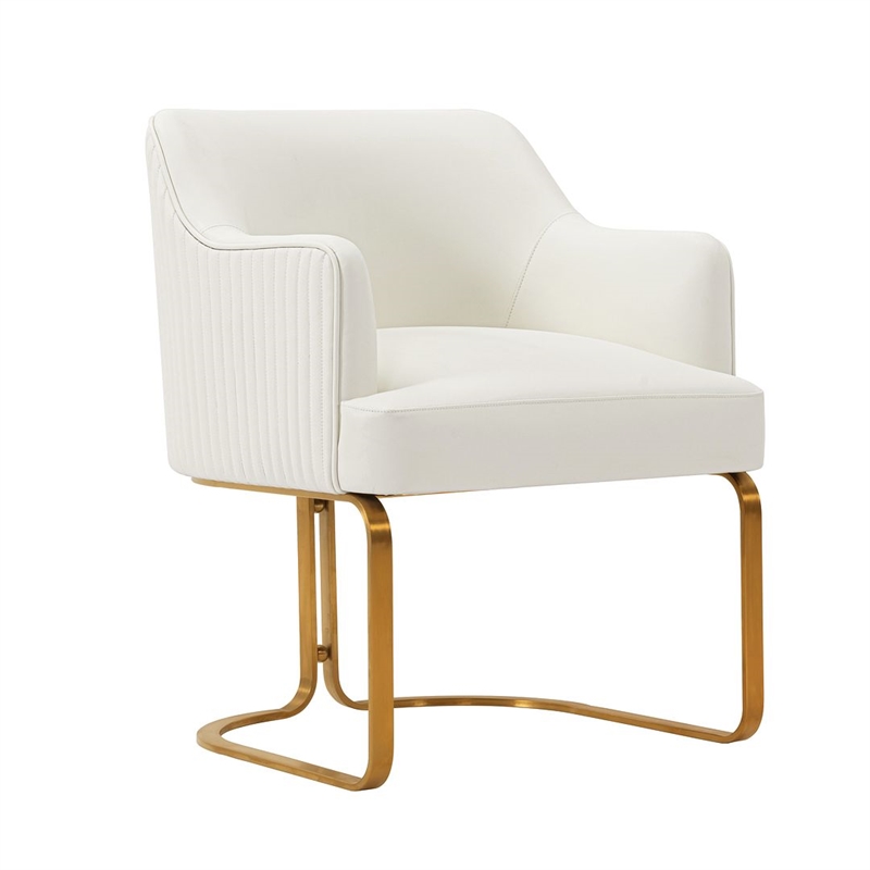 Manhattan Comfort Raya Dining Armchair with Solid Wood Frame in Cream