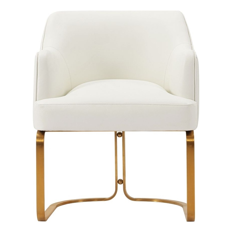 Manhattan Comfort Raya Dining Armchair with Solid Wood Frame in Cream