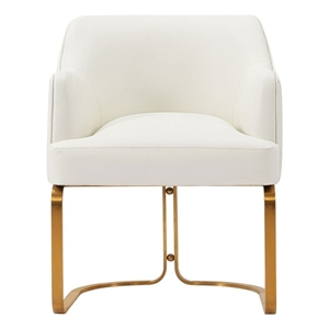 Manhattan Comfort Raya Dining Armchair with Solid Wood Frame in Cream