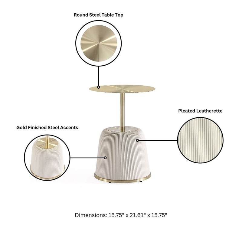 Manhattan Comfort Anderson End Table with Steel Frame 1.0 in Cream