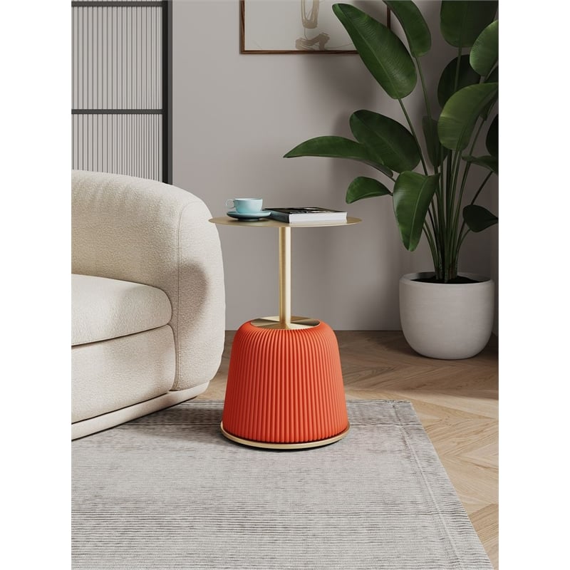 Manhattan Comfort Anderson End Table with Steel Frame 1.0 in Orange