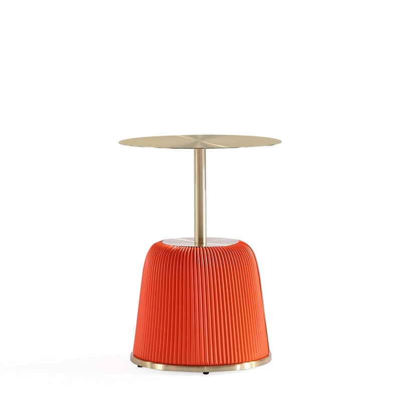 Manhattan Comfort Anderson End Table with Steel Frame 1.0 in Orange