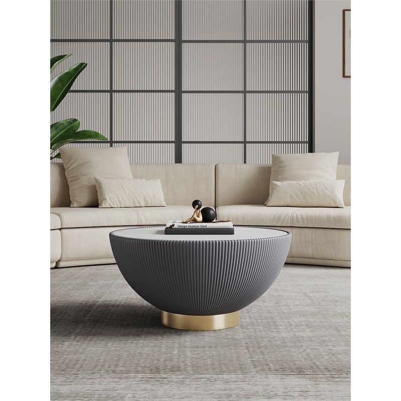 Manhattan Comfort Anderson Coffee Table with Steel Frame in Gray