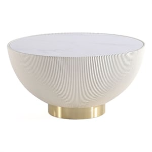 Manhattan Comfort Anderson Coffee Table with Steel Frame in Cream