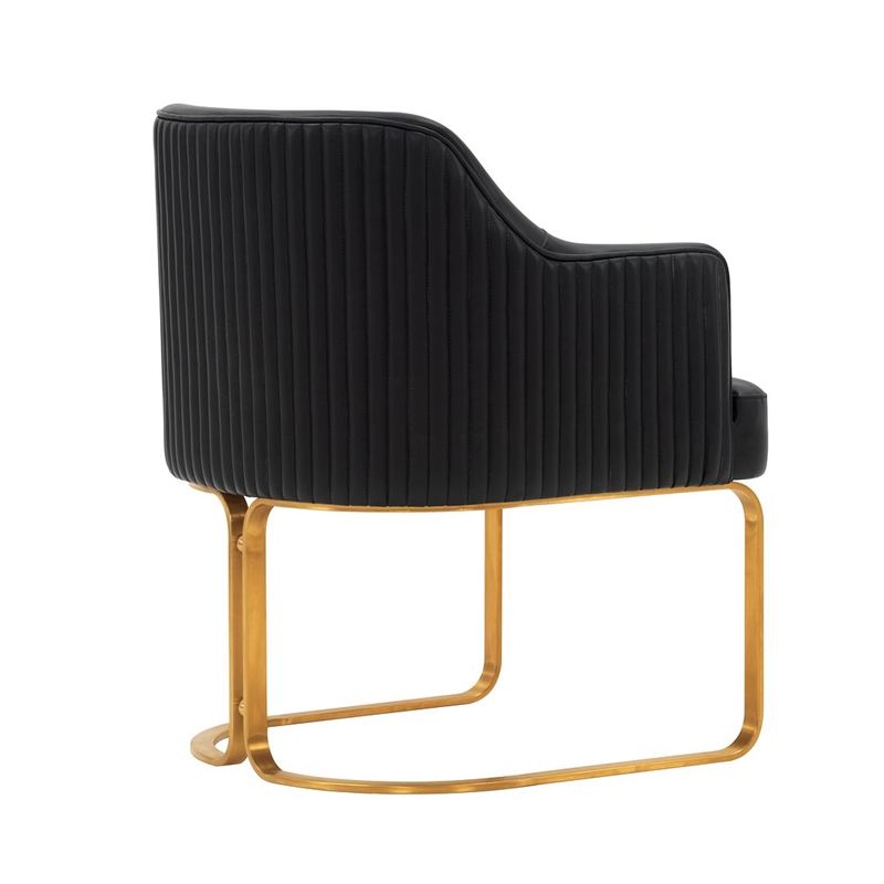 Manhattan Comfort Raya Dining Armchair with Solid Wood Frame in Black