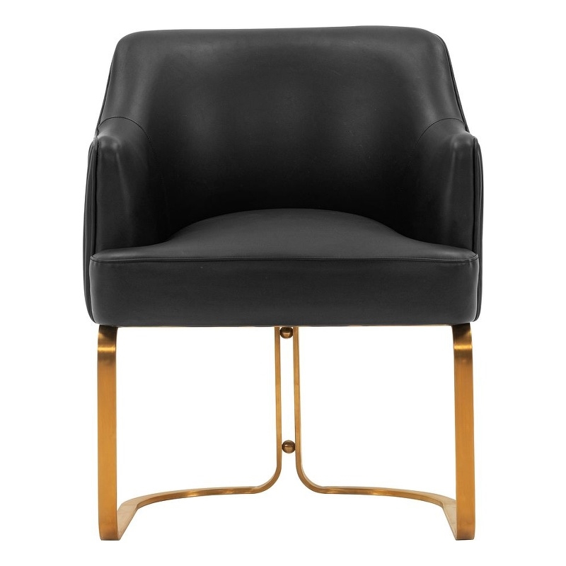 Manhattan Comfort Raya Dining Armchair with Solid Wood Frame in Black