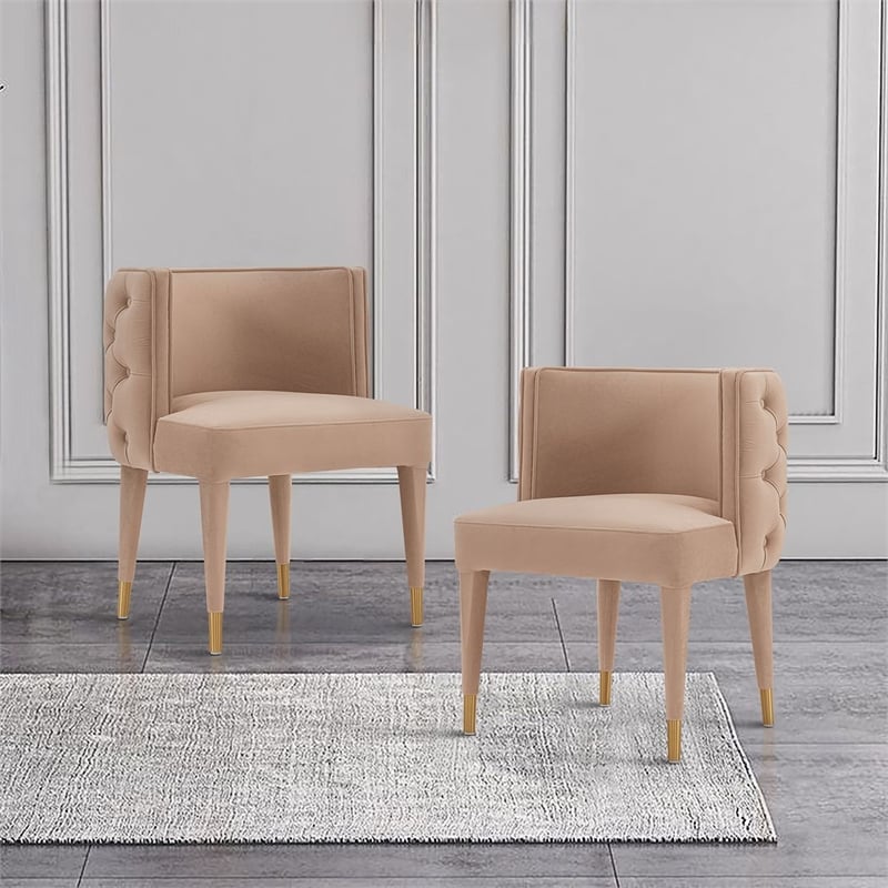 Manhattan Comfort Maya Dining Chair with Solid Wood Frame in Cream