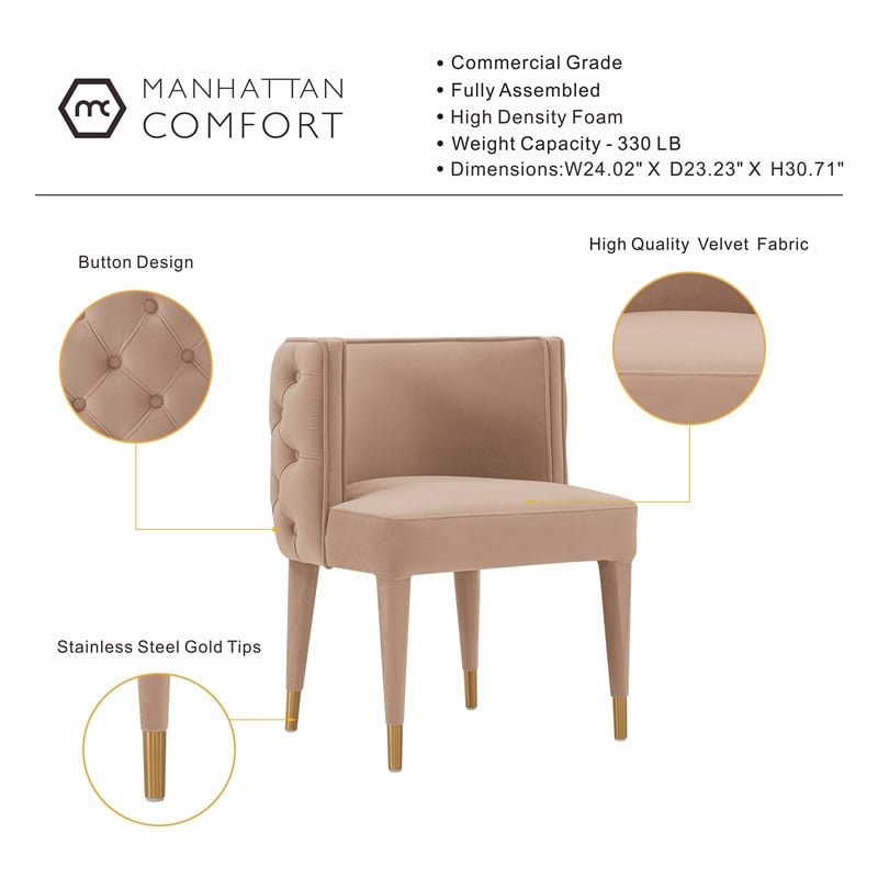 Manhattan Comfort Maya Dining Chair with Solid Wood Frame in Cream