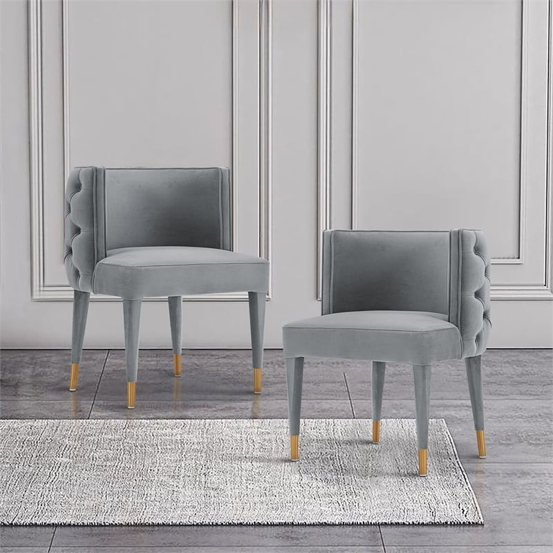 Manhattan Comfort Maya Dining Chair with Solid Wood Frame in Gray