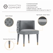 Manhattan Comfort Maya Dining Chair with Solid Wood Frame in Gray