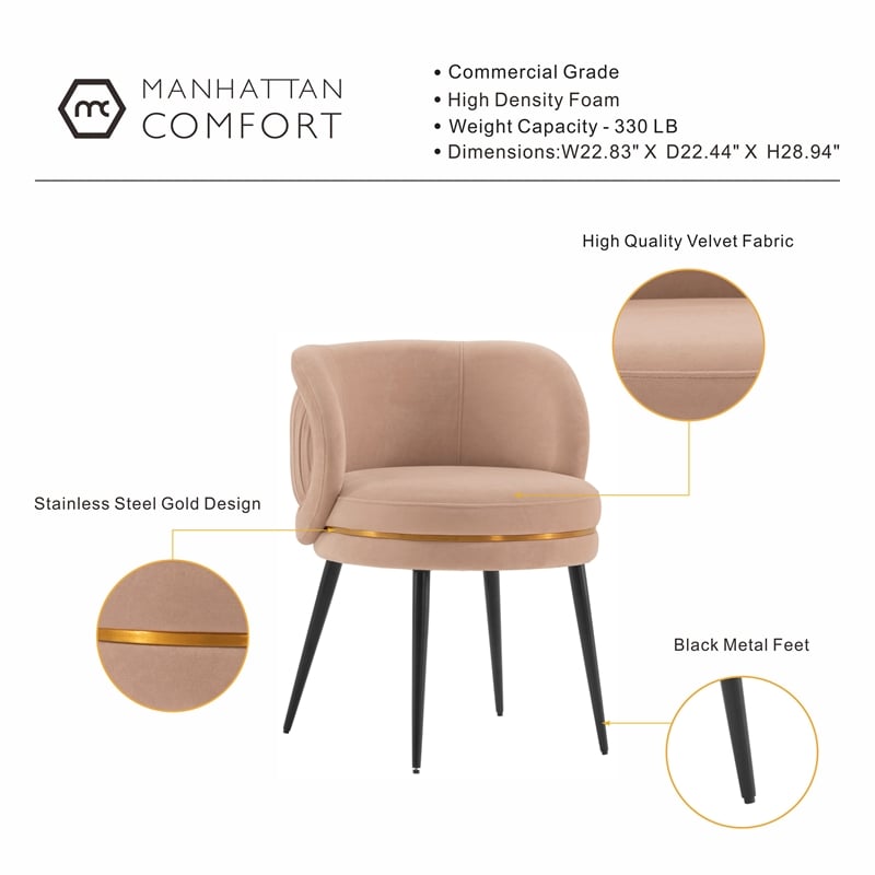 Manhattan Comfort Kaya Dining Chair with Solid Wood Frame in Cream