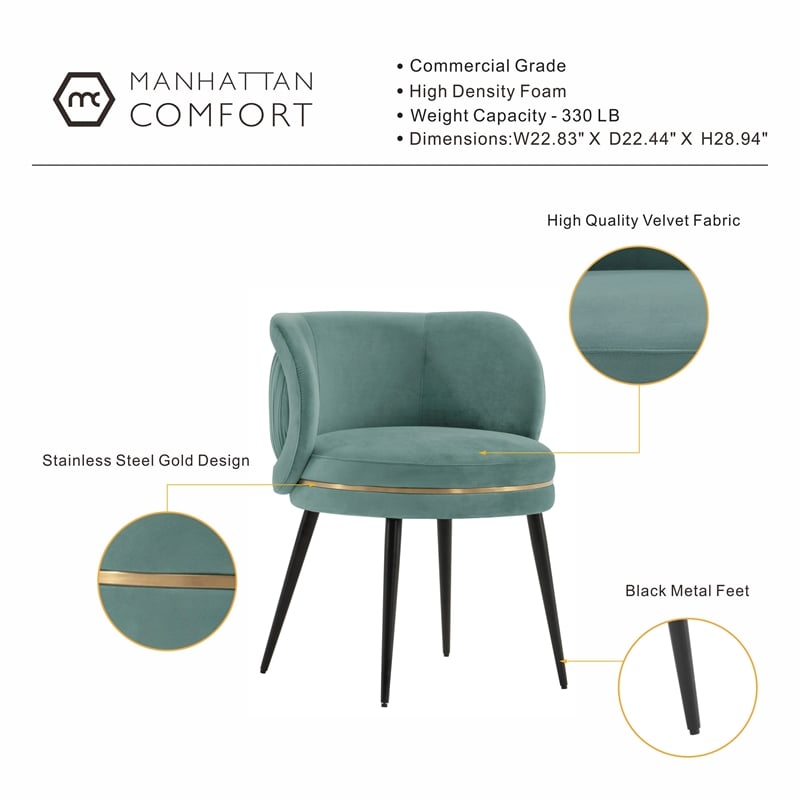 Manhattan Comfort Kaya Dining Chair with Solid Wood Frame in Mint Green