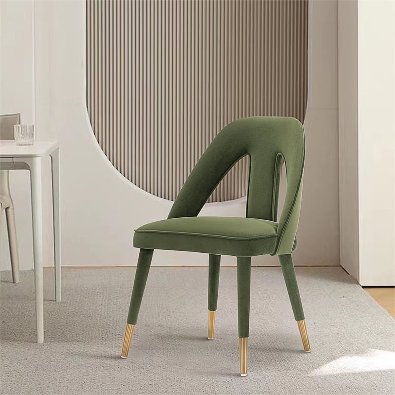 Manhattan Comfort Neda Dining Chair with Solid Wood Frame in Olive Green