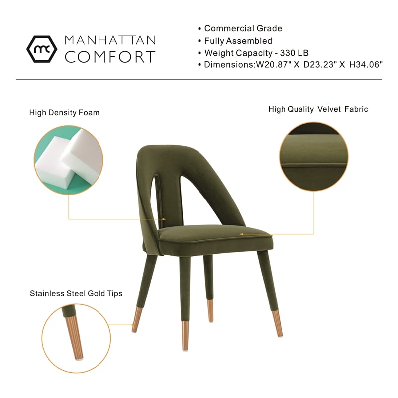 Manhattan Comfort Neda Dining Chair with Solid Wood Frame in Olive Green