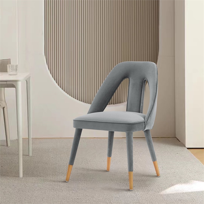 Manhattan Comfort Neda Dining Chair with Solid Wood Frame in Gray