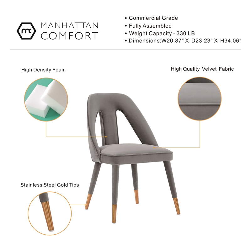 Manhattan Comfort Neda Dining Chair with Solid Wood Frame in Gray