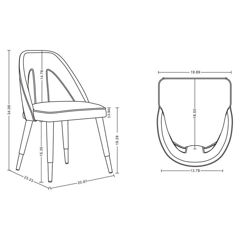 Manhattan Comfort Neda Dining Chair with Solid Wood Frame in Gray
