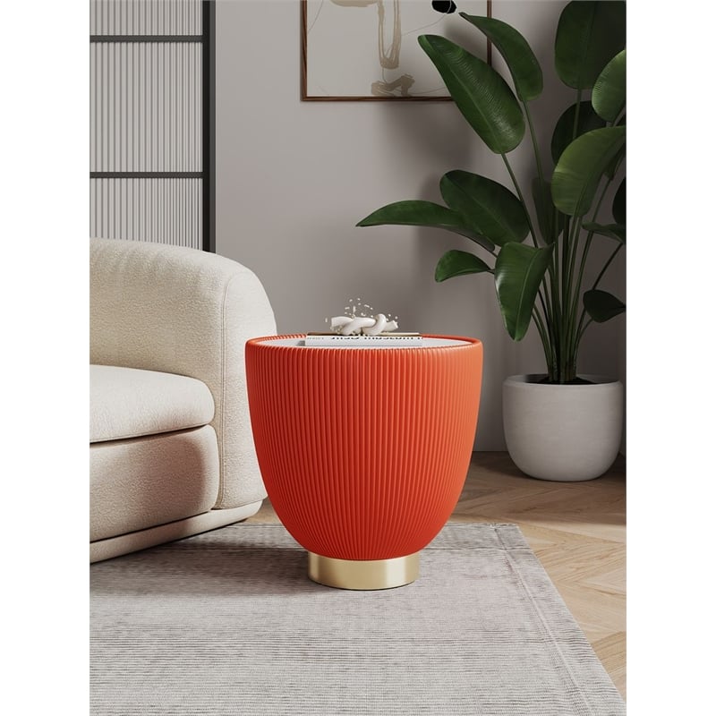 Manhattan Comfort Anderson End Table 2.0 with Steel Frame in Orange