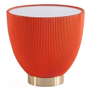 Manhattan Comfort Anderson End Table 2.0 with Steel Frame in Orange