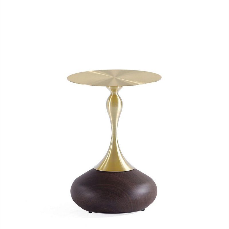 Manhattan Comfort Patchin End Table with Stainless Steel Frame in Brown