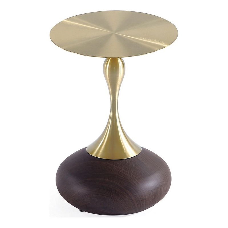 Manhattan Comfort Patchin End Table with Stainless Steel Frame in Brown