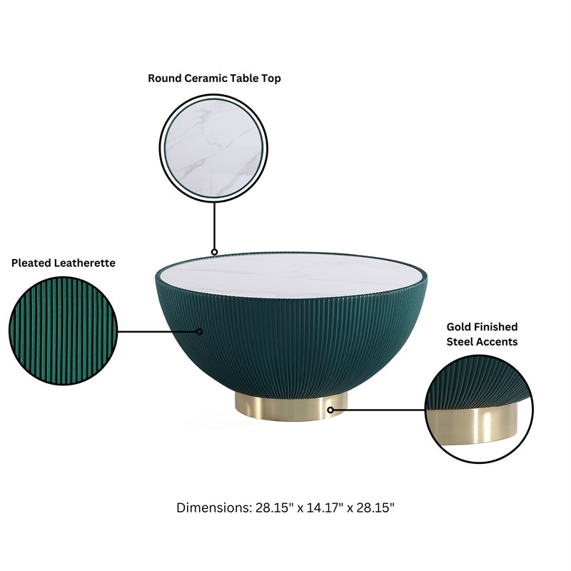 Anderson Coffee Table and End Table 2.0 with Steel Frame in Green - Set of 2