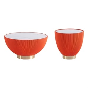 Anderson Coffee Table and End Table 2.0 with Steel Frame in Orange - Set of 2