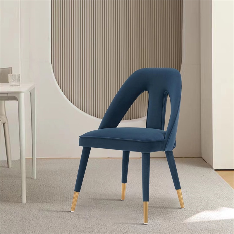 Manhattan Comfort Neda Dining Chair with Solid Wood Frame in Midnight Blue