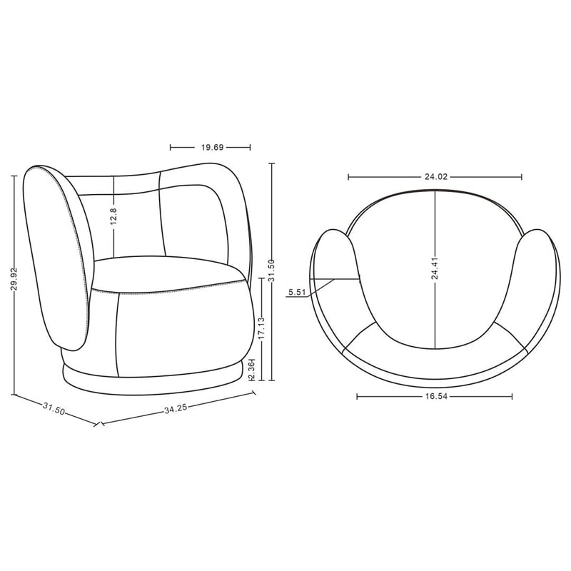 Siri 2 Piece Sofa and Accent Chair Set with Solid Wood Frame in Cream