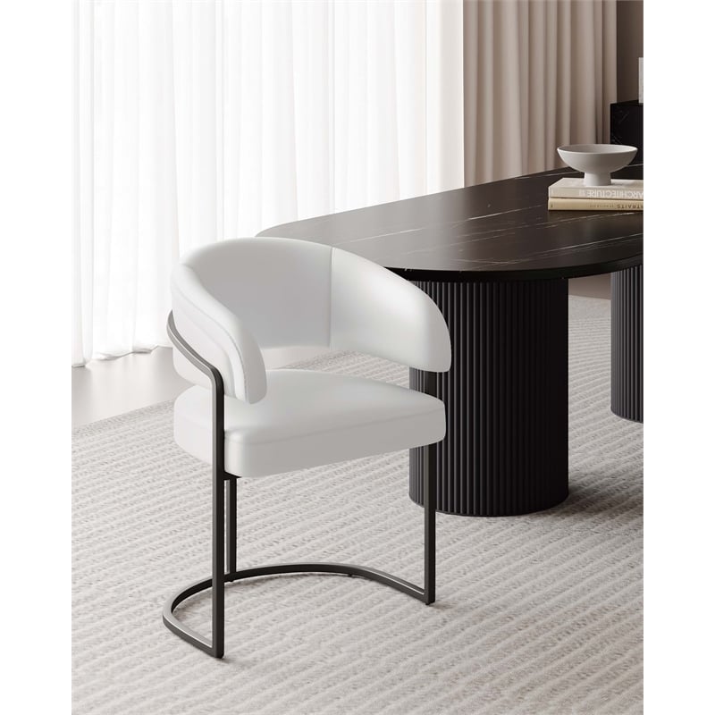 Manhattan Comfort Augusta Dining Chair with Metal Frame in White