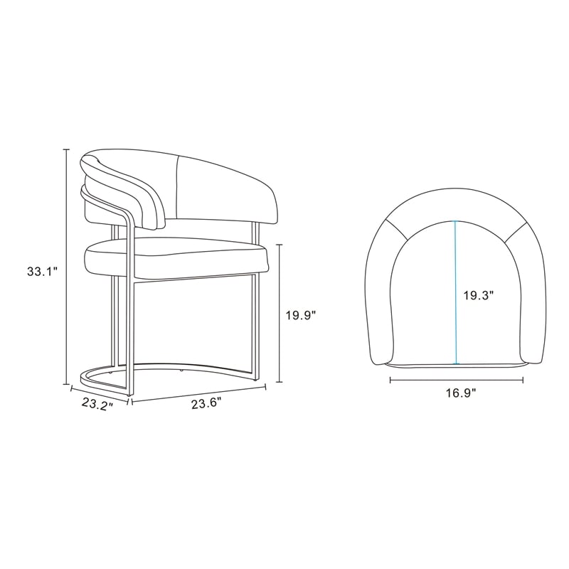 Manhattan Comfort Augusta Dining Chair with Metal Frame in White