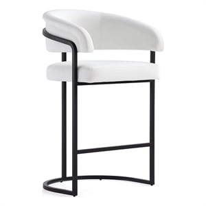 Manhattan Comfort Augusta Counter Stool with Metal Base in White