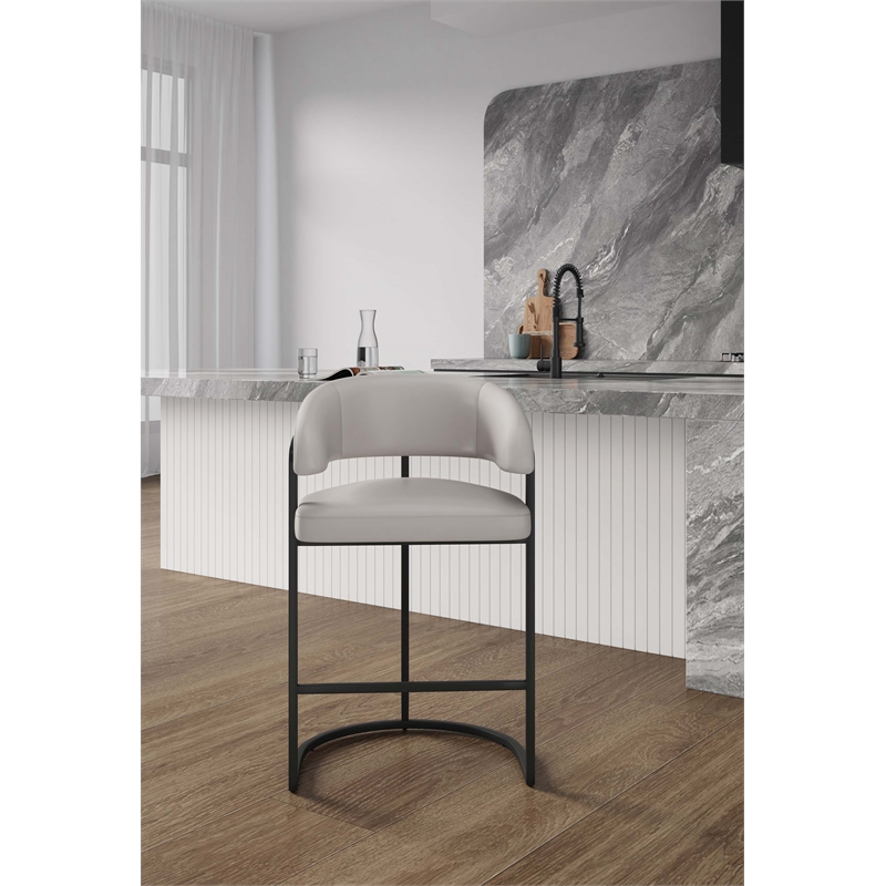 Manhattan Comfort Augusta Counter Stool with Metal Base in Light Gray