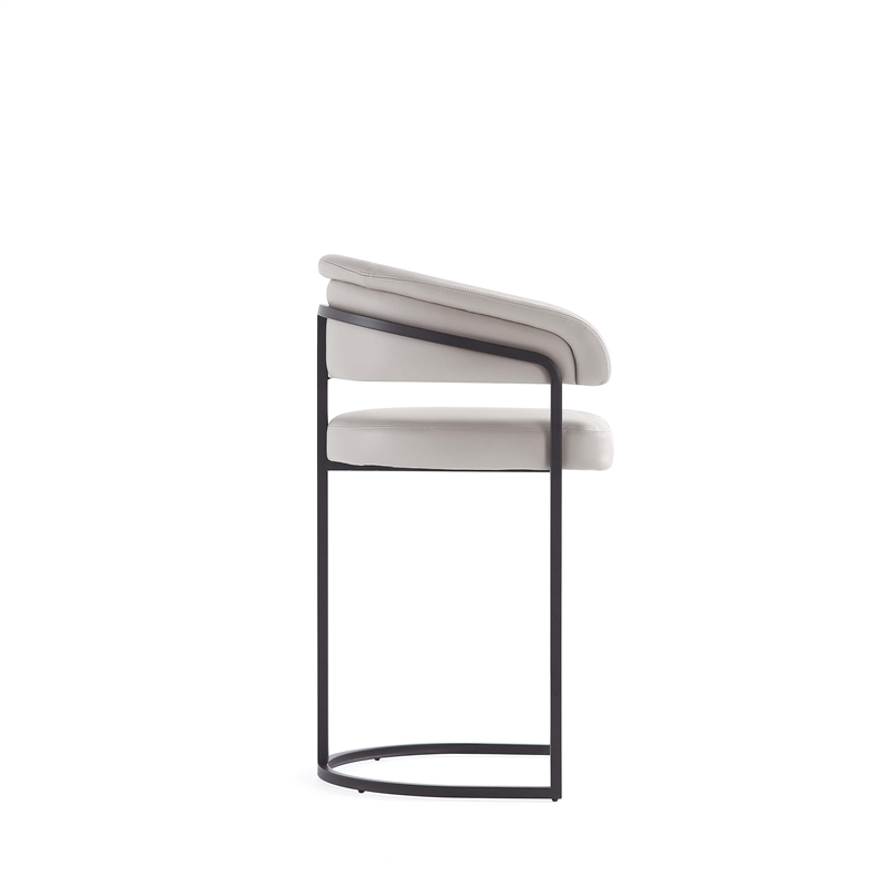 Manhattan Comfort Augusta Counter Stool with Metal Base in Light Gray