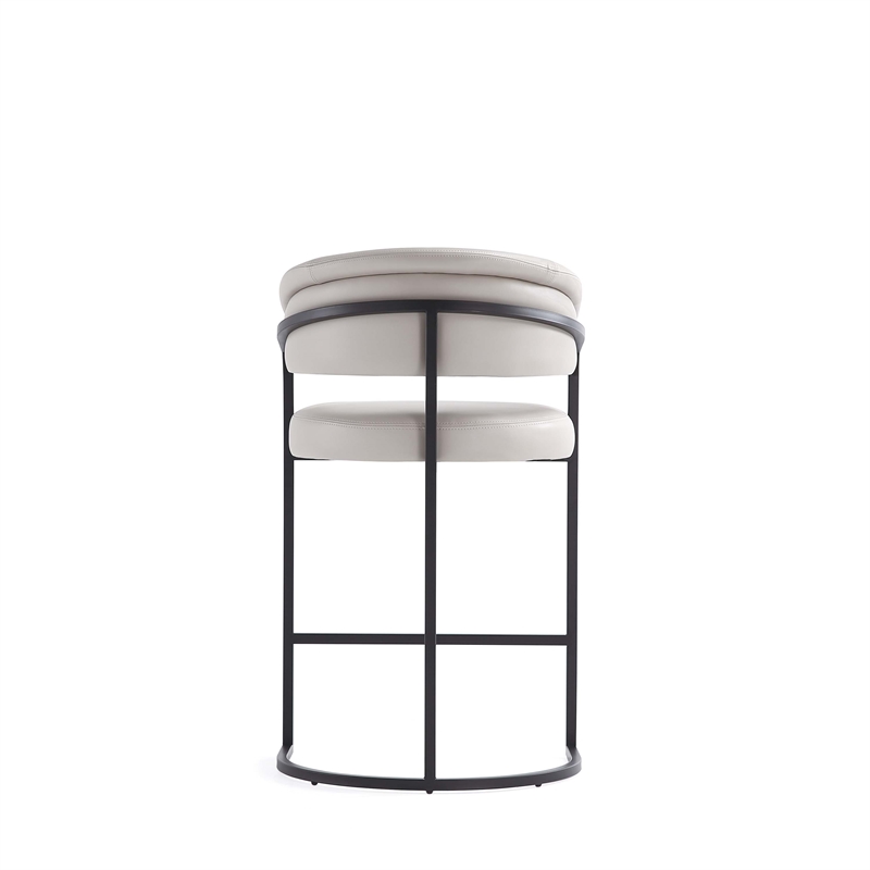 Manhattan Comfort Augusta Counter Stool with Metal Base in Light Gray