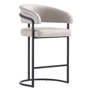 Manhattan Comfort Augusta Counter Stool with Metal Base in Light Gray