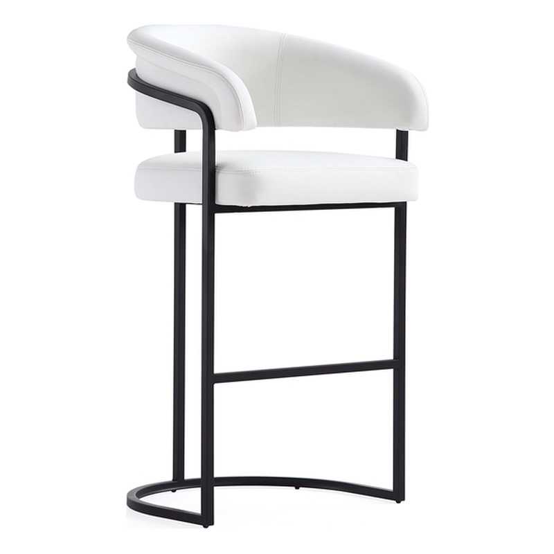 Manhattan Comfort Augusta Barstool with Metal Base in White