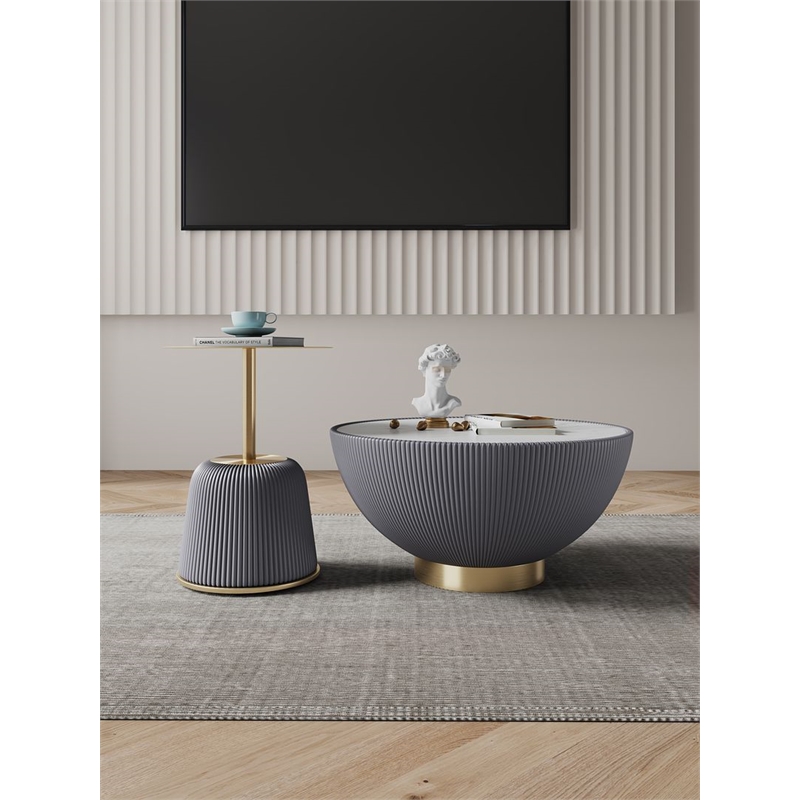 Anderson Coffee Table & End Table 1.0 with Steel Frame in Gray - Set of 2