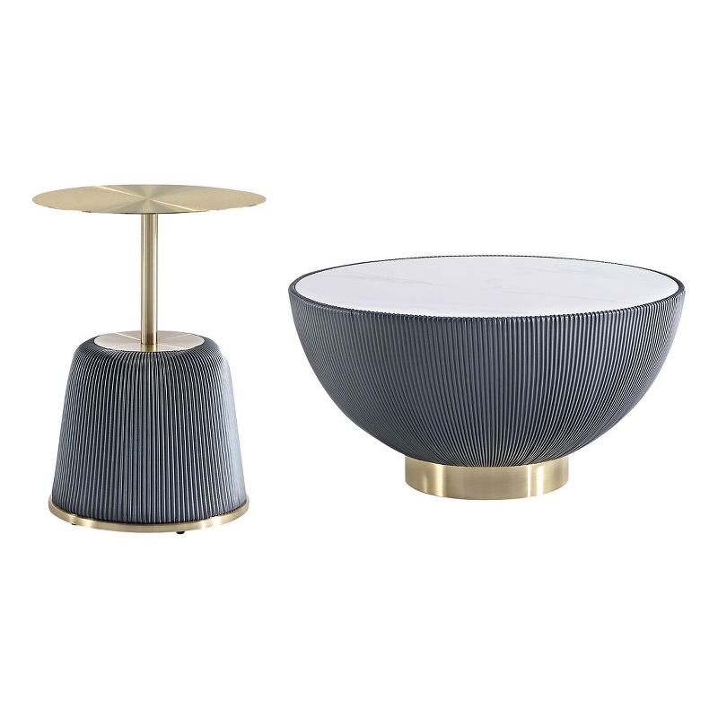 Anderson Coffee Table & End Table 1.0 with Steel Frame in Gray - Set of 2