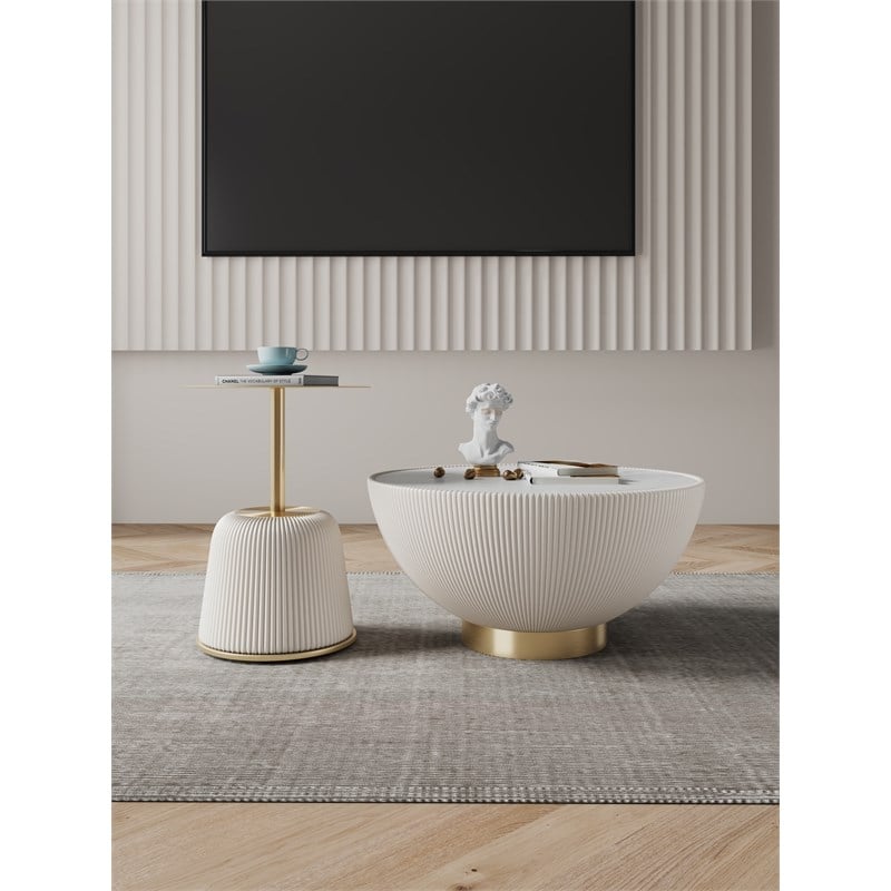 Anderson Coffee Table and End Table 1.0 in Cream - Set of 2