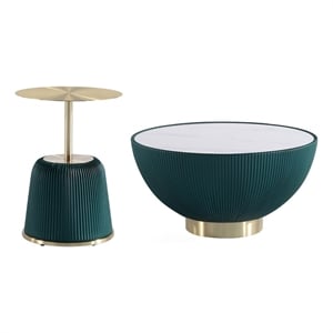 Anderson Coffee Table & End Table 1.0 with Steel Frame in Green - Set of 2