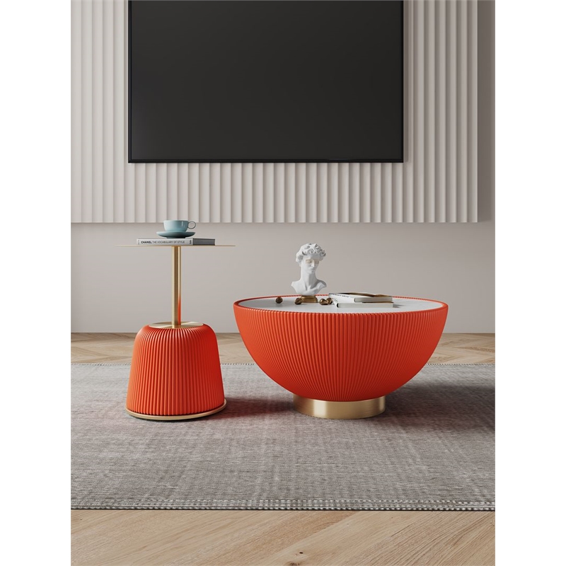 Anderson Coffee Table & End Table 1.0 with Steel Frame in Orange - Set of 2