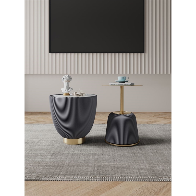 Anderson End Table 1.0 & End Table 2.0 with Steel Frame in Gray - Set of 2