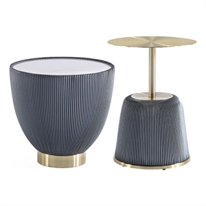 Anderson End Table 1.0 & End Table 2.0 with Steel Frame in Gray - Set of 2